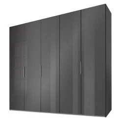 BAUHAUS Express Möbel Drehtürschrank Swift B - Moderner Kleiderschrank in Basaltglas, 250 x 58 x 216 cm, ohne Spiegel, mit Zubehör
