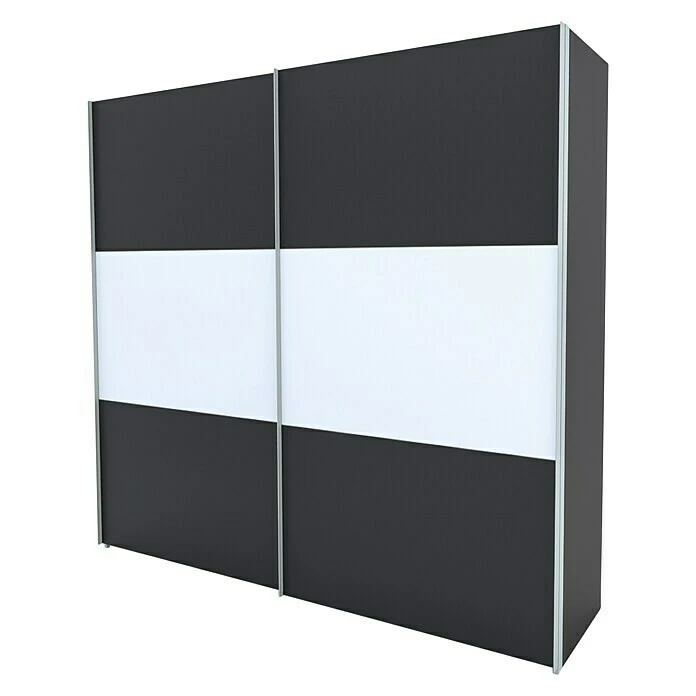 BAUHAUS Express Möbel Schwebetürenschrank Stars B X T X H: 250 X 68 X 236 cm, Alufarben Griff, Graphit/Weiß Front, Graphit Korpus 3 BAUHAUS Express Möbel Schwebetürenschrank Stars B X T X H: 250 X 68 X 236 cm, Alufarben Griff, Graphit/Weiß Front, Graphit Korpus