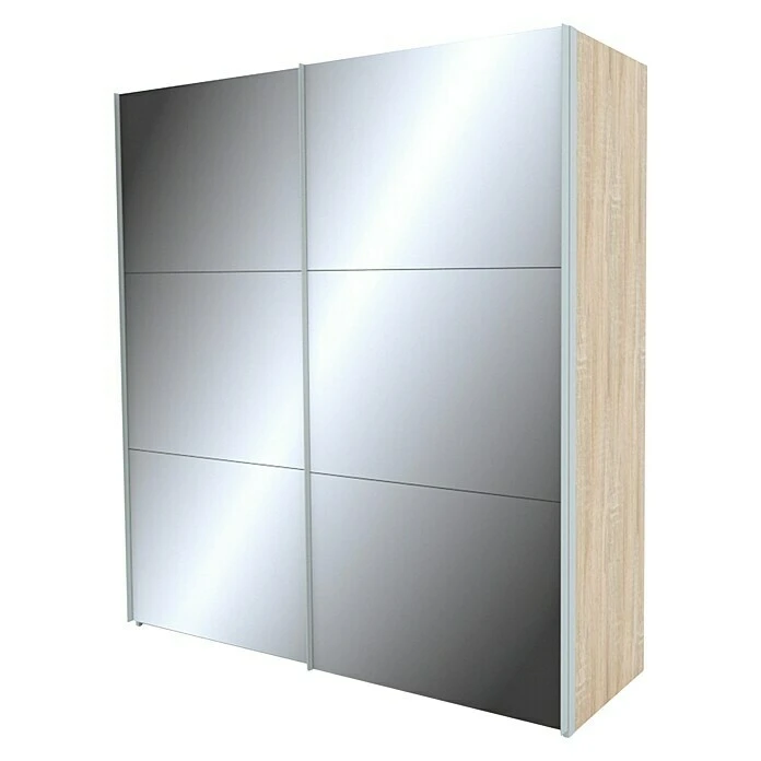 BAUHAUS Express Möbel Schwebetürenschrank Stars B X T X H: 200 X 68 X 216 Cm, Aluminiumfarben Griff, Spiegel Front, Eiche Sonoma Korpus 3 BAUHAUS Express Möbel Schwebetürenschrank Stars B X T X H: 200 X 68 X 216 Cm, Aluminiumfarben Griff, Spiegel Front, Eiche Sonoma Korpus
