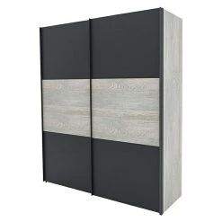 BAUHAUS Express Möbel Schwebetürenschrank Stars - 200x68x236 cm - Graphit/Platin Eiche