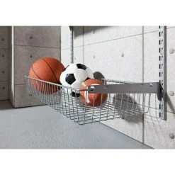 BAUHAUS Element System Drahtkorb 35 x 80 cm, Weiß/Aluminium - Schrankeinsatz für Schiene Classic Raster 32 -Schränke Möbel Mall 12 84