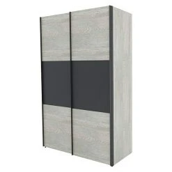 BAUHAUS Express Möbel Schwebetürenschrank Stars 150x68x236 cm - Platin Eiche/Graphit | Moderner Kleiderschrank mit Schwebetüren
