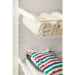 BAUHAUS Element System Drahtkorb 35 x 80 cm, Weiß/Aluminium - Schrankeinsatz für Schiene Classic Raster 32 -Schränke Möbel Mall 12 85