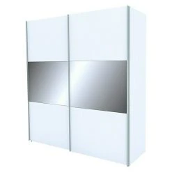 BAUHAUS Express Möbel Schwebetürenschrank Stars B X T X H: 200 X 68 X 216 cm - Moderner Kleiderschrank in Weiß/Grauspiegel