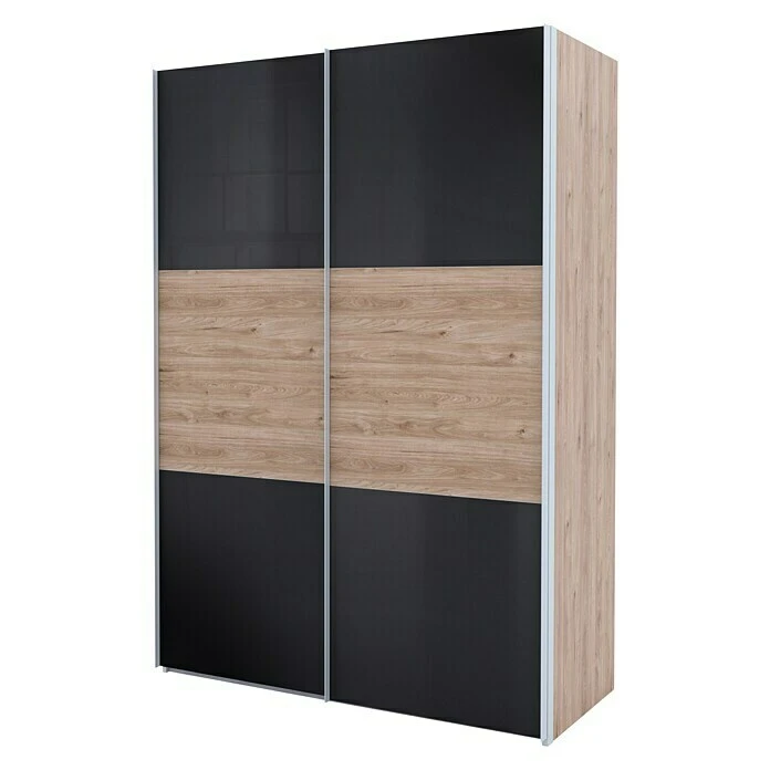 BAUHAUS Express Möbel Schwebetürenschrank Swift 150x68x216 cm, Glasfront, Basaltglas/Eiche Jackson 3 BAUHAUS Express Möbel Schwebetürenschrank Swift 150x68x216 cm, Glasfront, Basaltglas/Eiche Jackson