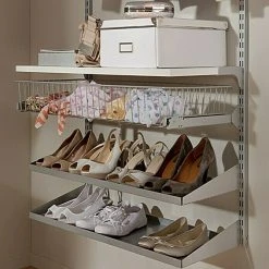 BAUHAUS Element System Drahtkorb 35 x 80 cm, Weiß/Aluminium - Schrankeinsatz für Schiene Classic Raster 32 -Schränke Möbel Mall 12 87