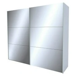 BAUHAUS Express Möbel Schwebetürenschrank Stars B X T X H: 250 X 68 X 216 Cm - Aluminiumfarben Griff, Seidengrauglas/Spiegel Front, Seidengrau Korpus