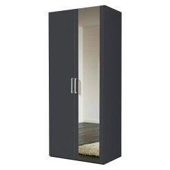 BAUHAUS Express Möbel Drehtürschrank Brooklyn 58x100x216 cm, Graphit, mit Spiegel