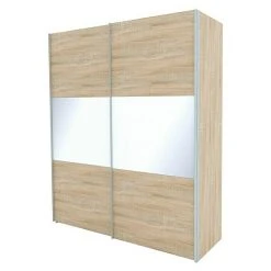 BAUHAUS Express Möbel Schwebetürenschrank Stars B X T X H: 200 X 68 X 236 Cm, Aluminiumfarben Griff, Eiche Sonoma/Weißglas Front, Eiche Sonoma Korpus