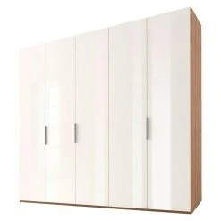 BAUHAUS Express Möbel Drehtürschrank Swift weiß & Eiche Jackson | 250 x 58 x 216 cm | Mit Glasfronten