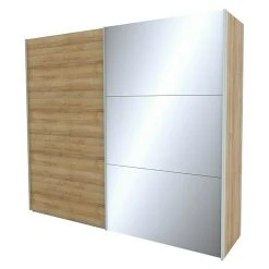 BAUHAUS Express Möbel Schwebetürenschrank Stars B - Eleganter Kleiderschrank in Eiche Riviera/Spiegel