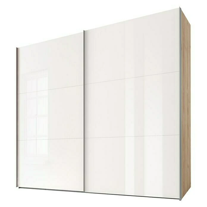 BAUHAUS Express Möbel Schwebetürenschrank Swift, 150x68x216 cm, Weiß & Eiche Jackson, Glasfronten, inkl. Zubehör 3 BAUHAUS Express Möbel Schwebetürenschrank Swift, 150x68x216 cm, Weiß & Eiche Jackson, Glasfronten, inkl. Zubehör