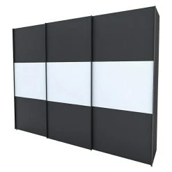 BAUHAUS Express Möbel Schwebetürenschrank 'Stars B' - 300 x 68 x 236 cm, Graphit/Weiß - Moderner Kleiderschrank mit Schwebetüren